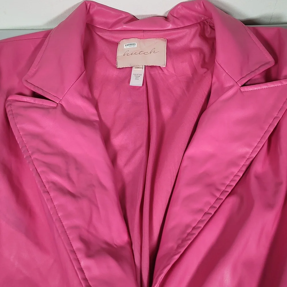 Anthropologie Hutch pink vegan faux leather‎ blazer jacket XL